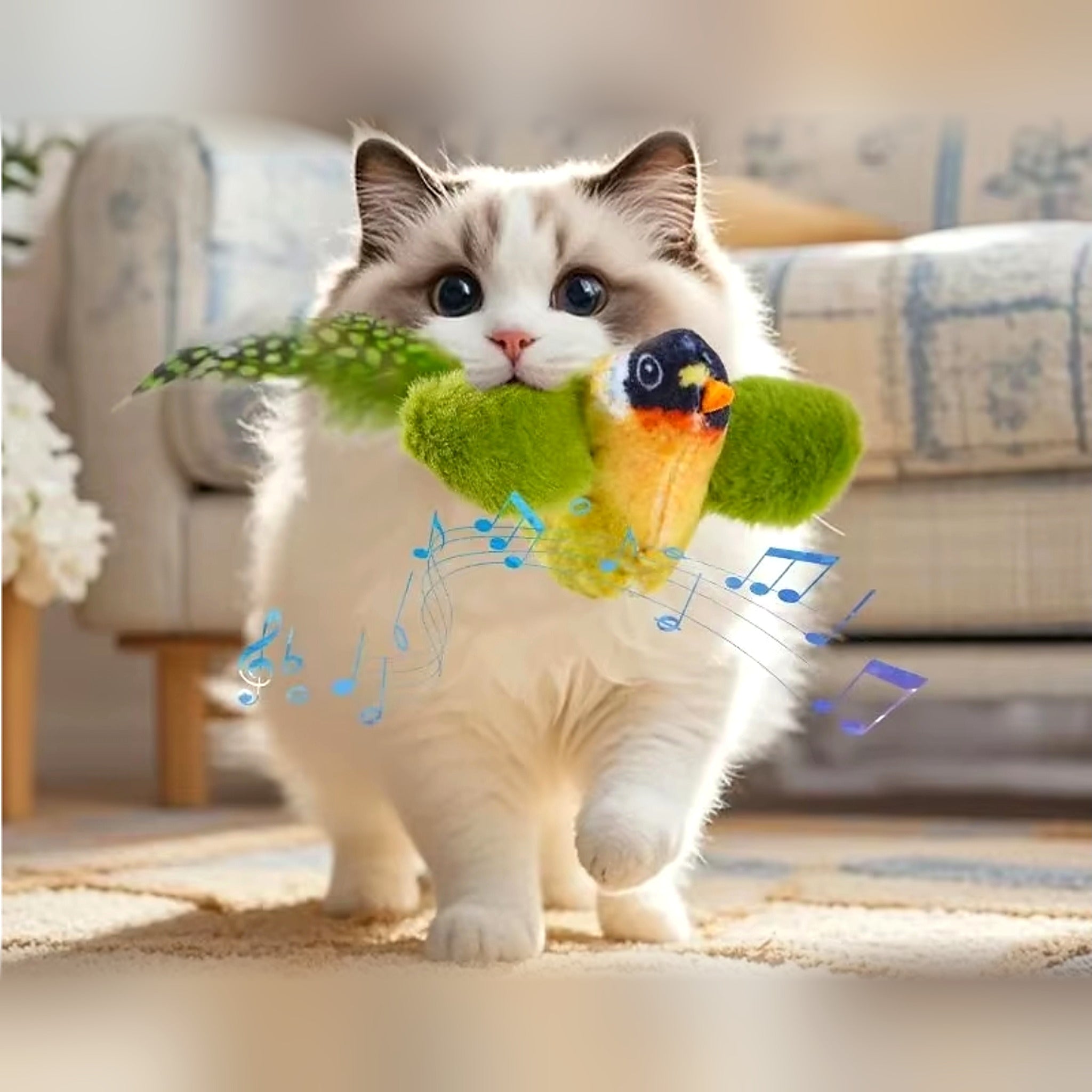Jouet oiseau en peluche pour chat Poil & Co – photo 2