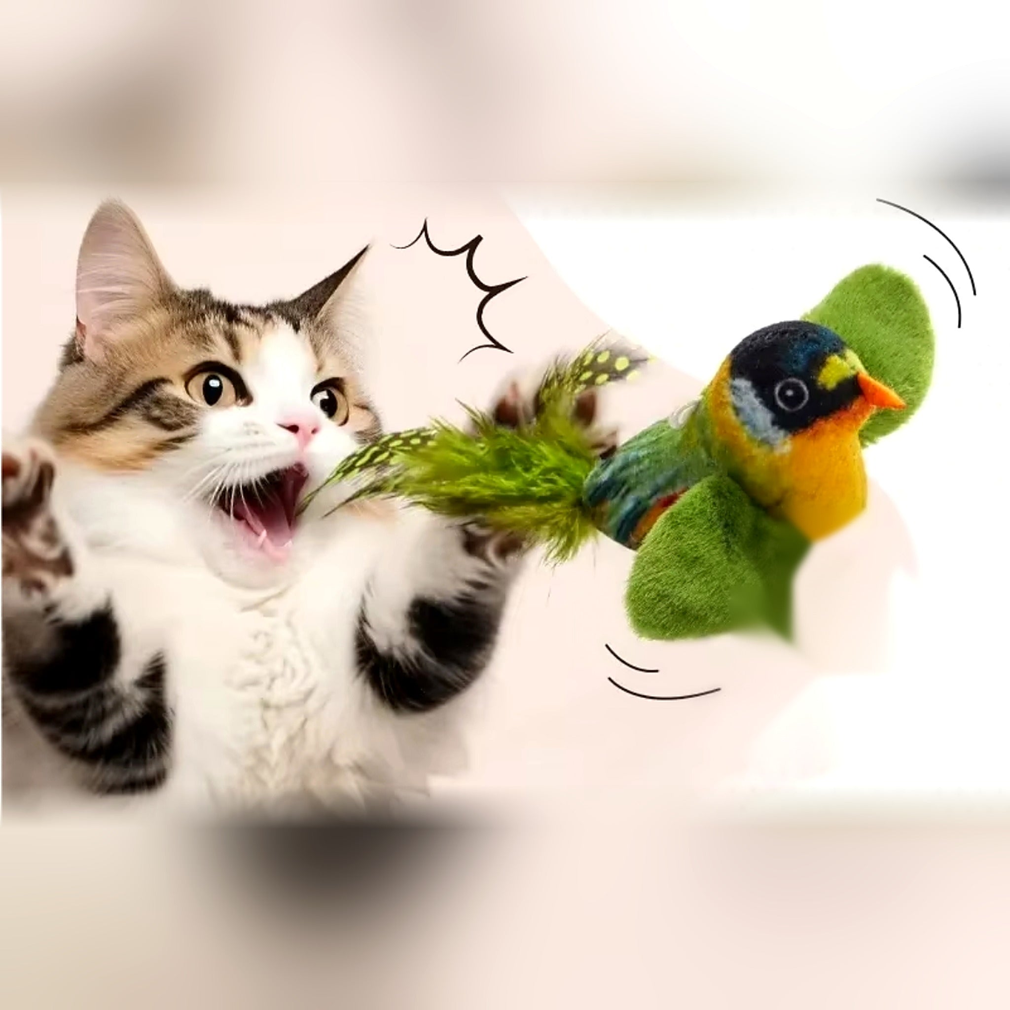 Jouet oiseau en peluche pour chat Poil & Co – photo 3